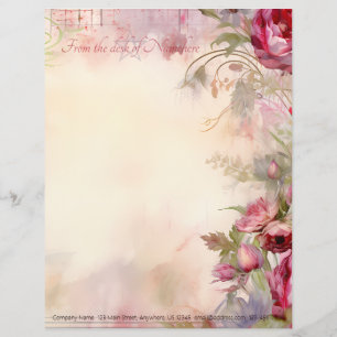 Skapa Dina Egna Vintage Rosa Ranunkel Blommor Brevhuvud