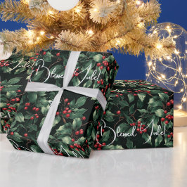 Skapa Dina Egna Vinter Gröna Röda Bärgrenar Presentpapper