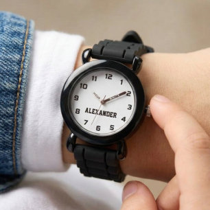 Skapa Ditt Anpassade Namn Personligt Pojkar Svart Armbandsur