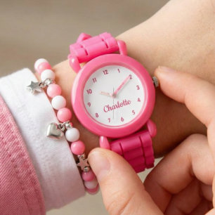 Skapa Ditt Anpassade Namn Personligt Tjej Rosa Armbandsur