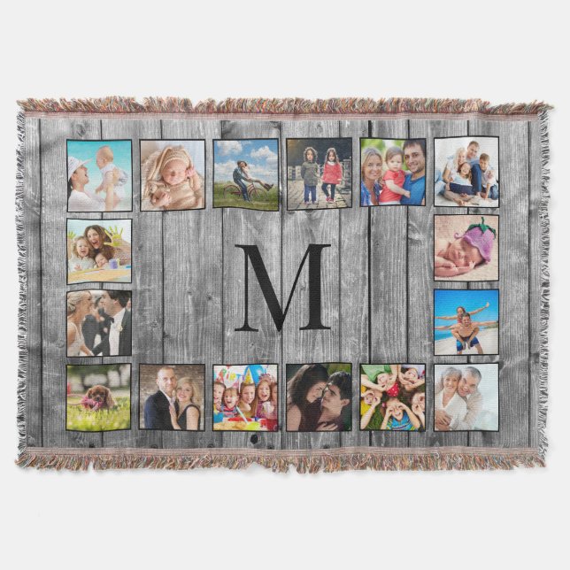 Skapa ditt Anpassningsbar Photo Collage Rustic Far Filt (Framsidan)