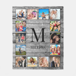 Skapa ditt Anpassningsbar Photo Collage Rustic Far Fleecefilt