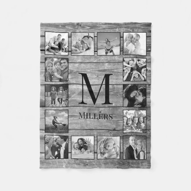 Skapa ditt Anpassningsbar Photo Collage Rustic Far Fleecefilt (Framsidan)