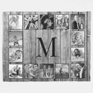 Skapa ditt Anpassningsbar Photo Collage Rustic Far Fleecefilt