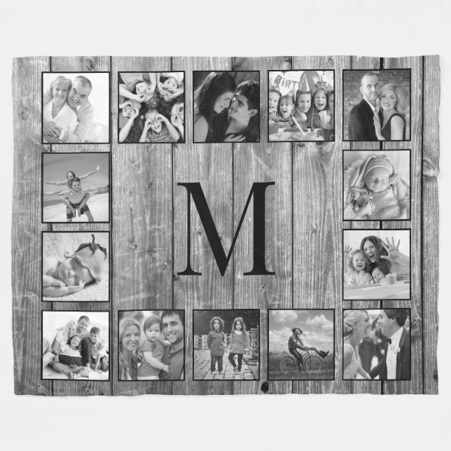 Skapa ditt Anpassningsbar Photo Collage Rustic Far Fleecefilt (Framsidan (Horisontell))