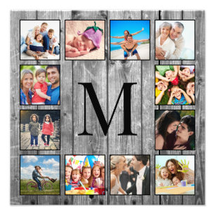 Skapa ditt Anpassningsbar Photo Collage Rustic Far Fototryck