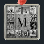 Skapa ditt Anpassningsbar Photo Collage Rustic Far Julgransprydnad Metall<br><div class="desc">Skapa din egen personlig 12 Instagram-fotokollage keramisk prydnadsprodukt med anpassningsbar bilder på en rustisk bakgrund av stil-träplank. Lägg till dina favoritfoton, symboler eller teckningar om du vill skapa något unikt verkligen. Om du vill redigera den här designmallen överför du helt enkelt din egen bild som visas ovan. Du kan enkelt...</div>