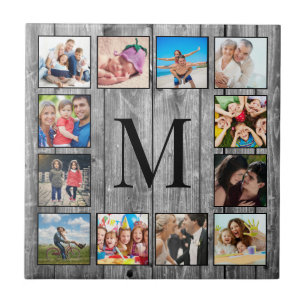 Skapa ditt Anpassningsbar Photo Collage Rustic Far Kakelplatta