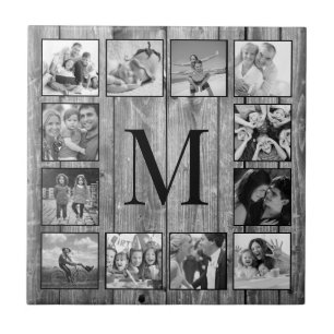 Skapa ditt Anpassningsbar Photo Collage Rustic Far Kakelplatta