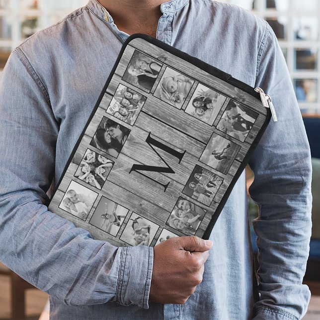 Skapa ditt Anpassningsbar Photo Collage Rustic Far Laptop Fodral (Skapare uppladdad)
