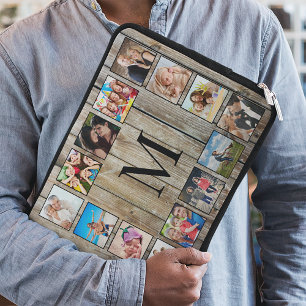 Skapa ditt Anpassningsbar Photo Collage Rustic Far Laptop Fodral