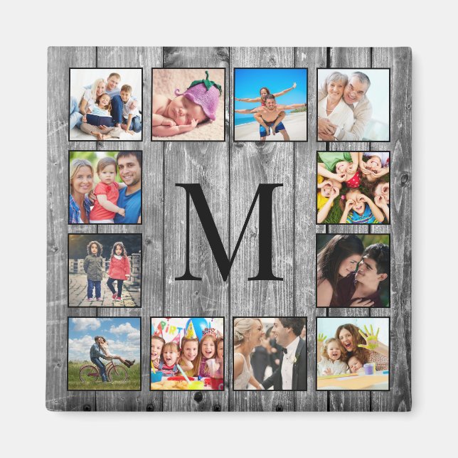 Skapa ditt Anpassningsbar Photo Collage Rustic Far Magnet (Framsidan)