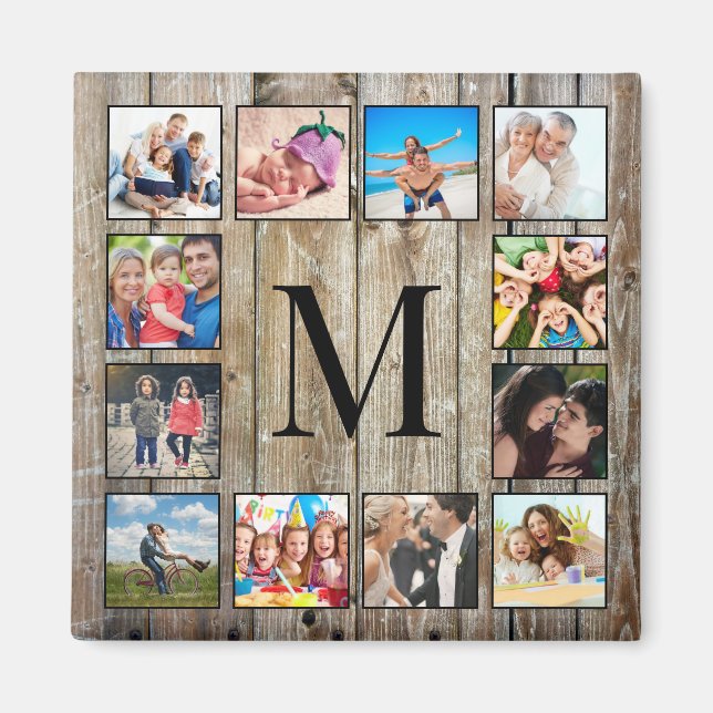 Skapa ditt Anpassningsbar Photo Collage Rustic Far Magnet (Framsidan)