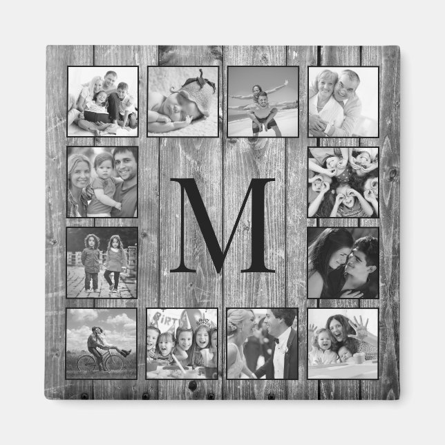 Skapa ditt Anpassningsbar Photo Collage Rustic Far Magnet (Framsidan)