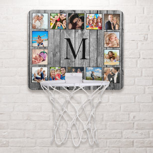 Skapa ditt Anpassningsbar Photo Collage Rustic Far Mini-Basketkorg