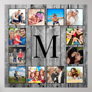 Skapa ditt Anpassningsbar Photo Collage Rustic Far Poster