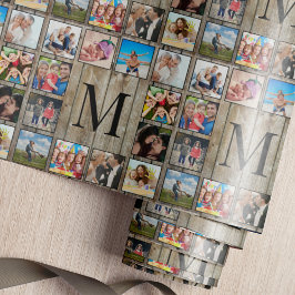 Skapa ditt Anpassningsbar Photo Collage Rustic Far Presentpapper