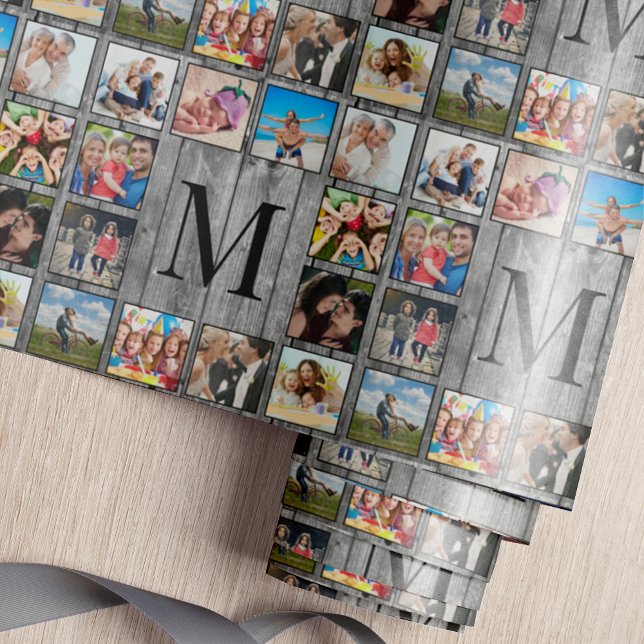 Skapa ditt Anpassningsbar Photo Collage Rustic Far Presentpapper (Skapare uppladdad)