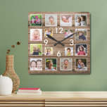 Skapa ditt eget 16-familjers fotokollage Wood Fyrkantig Klocka<br><div class="desc">Visning din familjs kärlek och skratt med vår Skapa din egen 16-familjs muskelklocka. Med den här unika klockan kan du skapa en personlig med 16 foton, skapar det som en perfekt för att fira din familj och dina barn. Det moderna jordbruksföretaget stil och det rustiska träet ram skapar ett charmerande...</div>