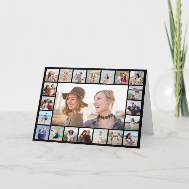 Skapa ditt eget 21 fotokollage redigerbart Färg Kort (Framsida)