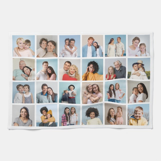 Skapa ditt eget 24 fotokollage redigerbart Färg Kökshandduk (Horisontell)