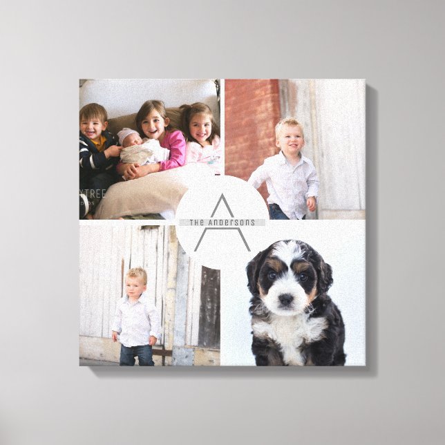 Skapa ditt eget 4 fotokollage Monogram Canvastryck (Framsida)