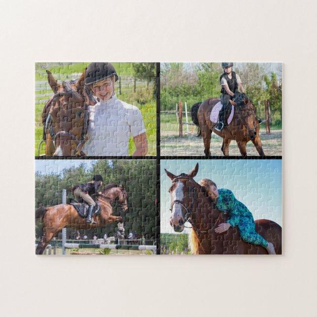 Skapa ditt eget 4 foton Collage Horse Black Pussel (Horisontell)