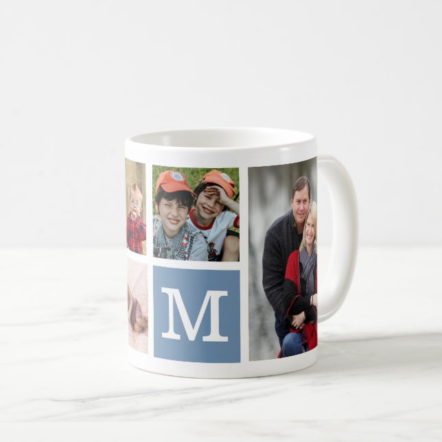 Skapa ditt eget 5 fotokollage Monogram  Kaffemugg (Framsida höger)
