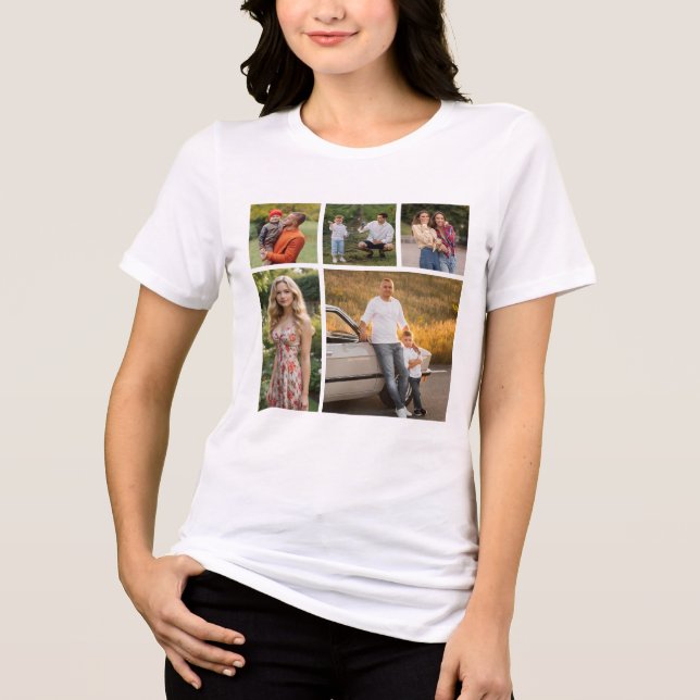 Skapa ditt eget 5 fotokollage Unisex T Shirt (Framsida)