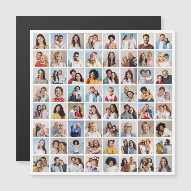 Skapa Ditt Eget 64 Fotos Collage Magnetkort Magnetisk Inbjudningskort (Fram/baksida)