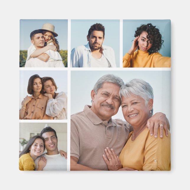 Skapa ditt eget 6-fotokollage redigerbart Färg Magnet (Framsidan)