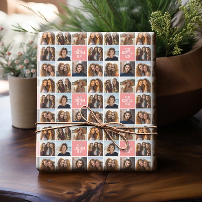 Skapa ditt eget 8-fotokollage Anpassningsbar Monog Presentpapper (Personalized Photo Wrapping Paper)