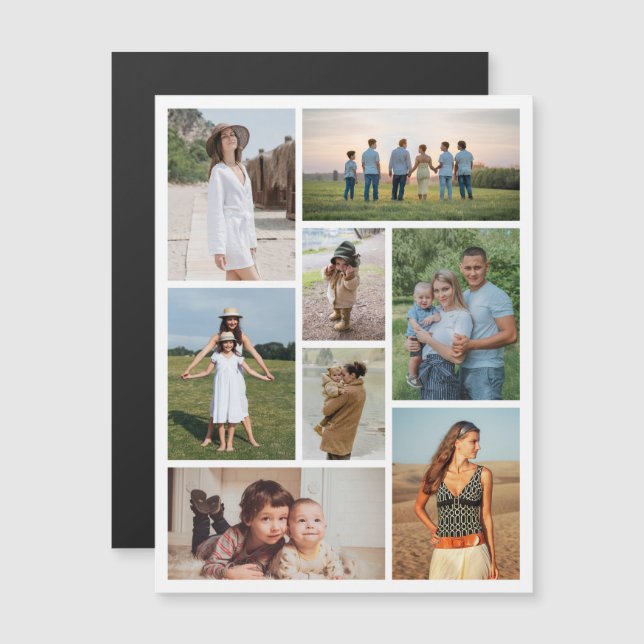 Skapa ditt eget 8-fotokollage-magnetiskt kort (Fram/baksida)