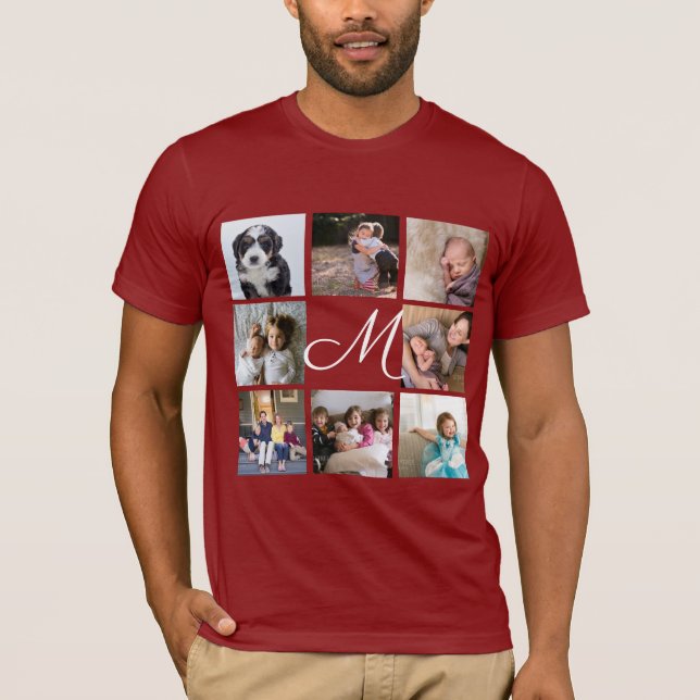 Skapa ditt eget 8-fotosambandsfamiljmonogram t shirt (Framsida)