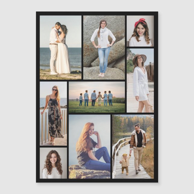 Skapa ditt eget 9-foto collage magnetkort (Framsida)