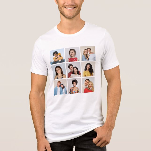 Skapa Ditt Eget 9 Fotos Kollage Unisex T Shirt (Framsida)