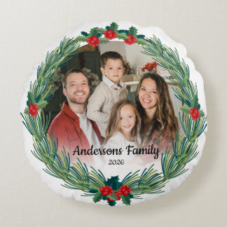 Skapa Ditt Eget Anpassade Foto Familjenamn År Rund Kudde
