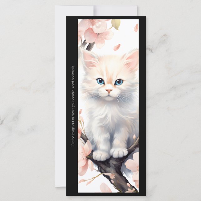 Skapa ditt eget äppelblomkittenbokmärke kort (Framsida)