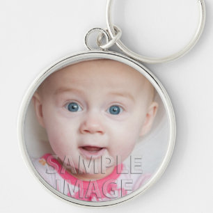 Skapa ditt eget! Beställnings- fotomall Rund Silverfärgad Nyckelring