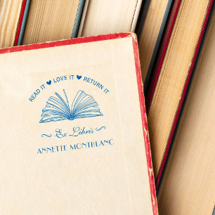 Skapa ditt eget blå eget namn ex Libris Bok Självfärgande Stämpel