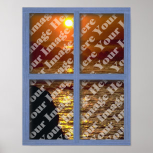 Skapa ditt eget blå träfönster Poster