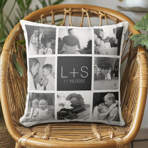 Skapa ditt eget Bröllop Photo Collage Monogram Kudde