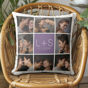 Skapa ditt eget Bröllop Photo Collage Monogram Kudde