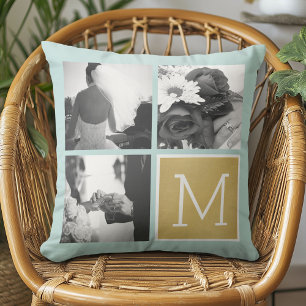 Skapa ditt eget Bröllop Photo Collage Monogram Kudde
