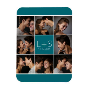 Skapa ditt eget Bröllop Photo Collage Monogram Magnet