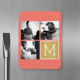 Skapa ditt eget Bröllop Photo Collage Monogram Magnet