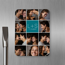Skapa ditt eget Bröllop Photo Collage Monogram Magnet