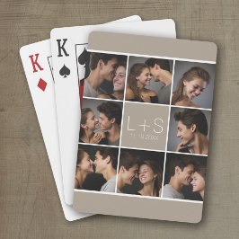 Skapa ditt eget Bröllop Photo Collage Monogram Spel Kort