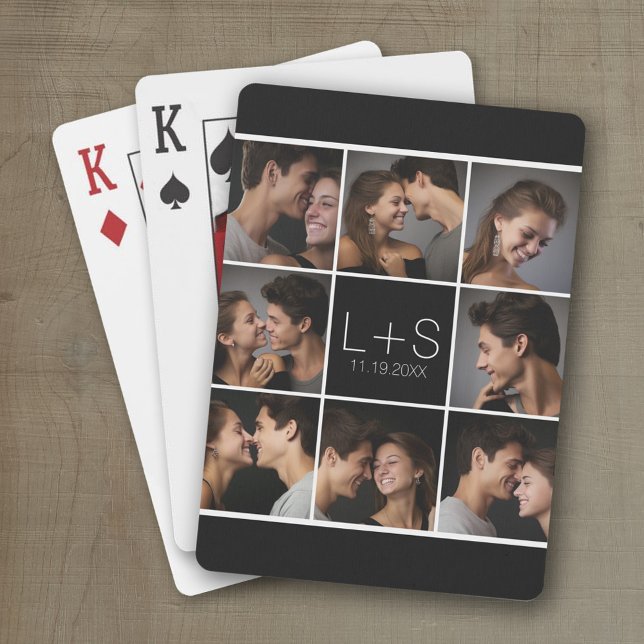 Skapa ditt eget Bröllop Photo Collage Monogram Spel Kort (Wedding Playing Cards - Personalize this photo collage)