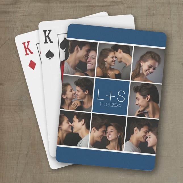Skapa ditt eget Bröllop Photo Collage Monogram Spelkort (Wedding Playing Cards - Personalize this photo collage)
